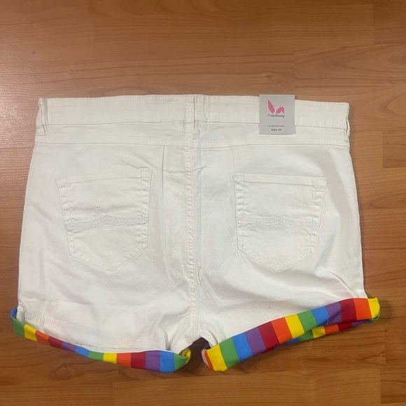 NWT PRIDE BUNNY (Genuine) WHITE COLOUR - STRETCH -Multi Turn ups.  Waist 44'' - Picture 6 of 7